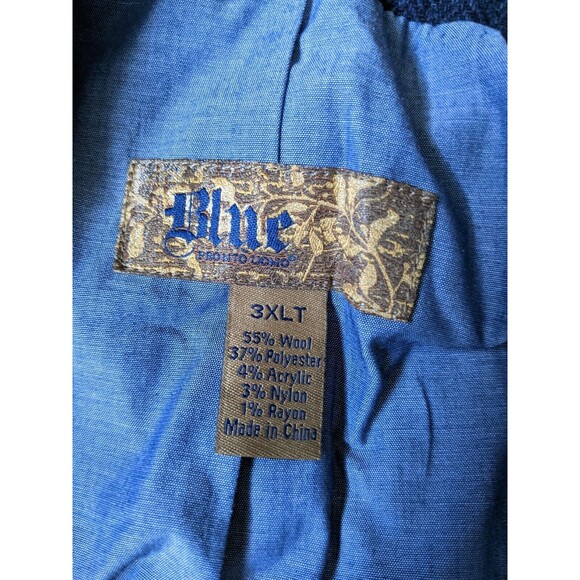 Pronto Uomo 3XLT blue Black Herringbone Wool Tweed Blazer Jacket Sport Coat - Picture 4 of 4